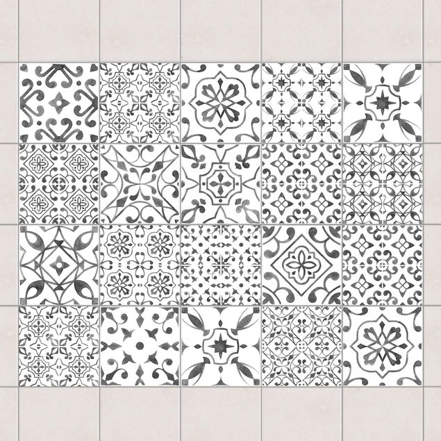 Adesivi per piastrelle con disegni Serie di motivi bianco grigio