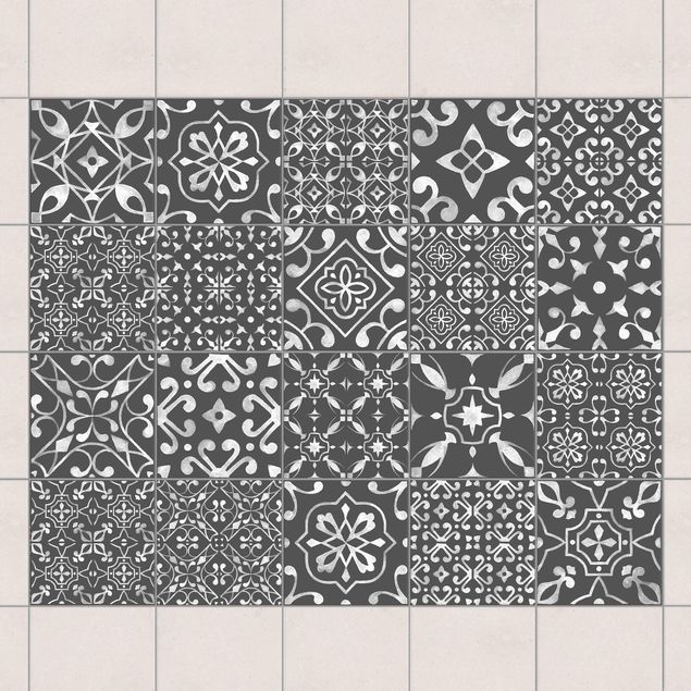 Adesivi per piastrelle con disegni Motivo misto grigio scuro bianco