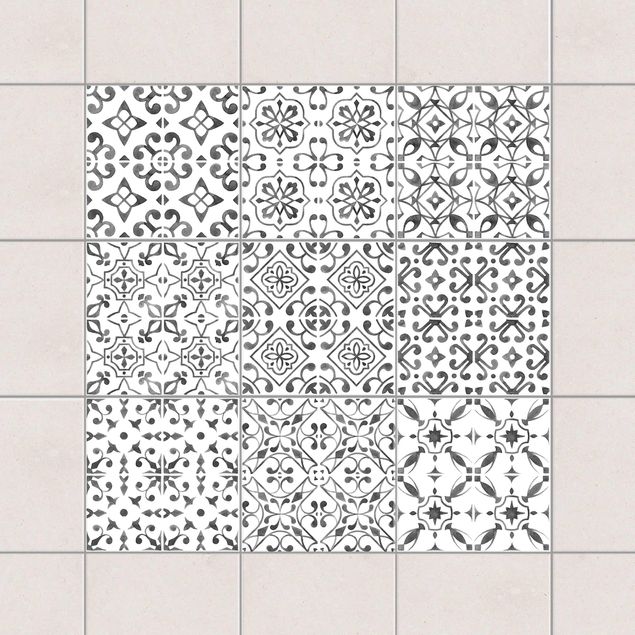 Adesivi per piastrelle con disegni Serie di motivi bianco grigio