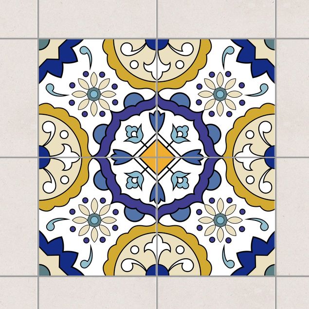 Adesivi per piastrelle con disegni Fiori ornamentali di 4 piastrelle spagnole