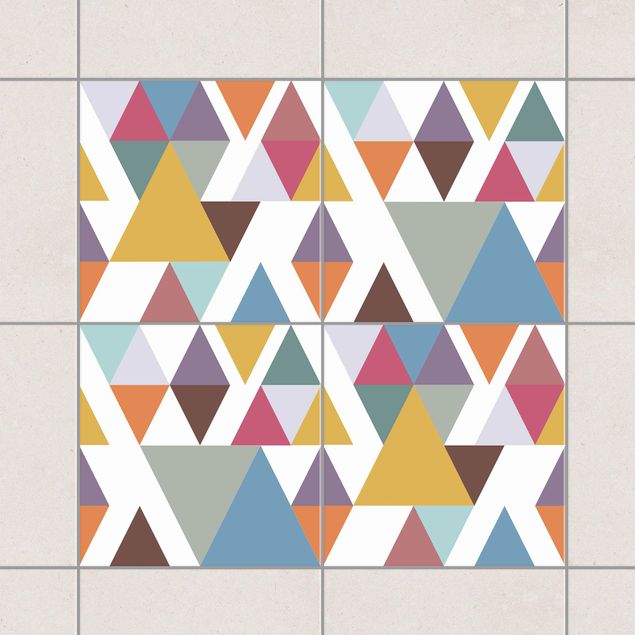 Adesivi per piastrelle con disegni Set di triangoli colorati