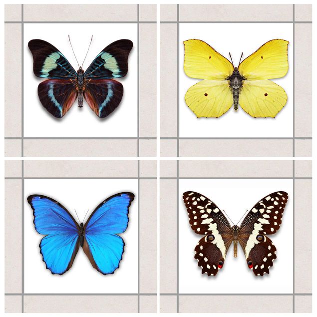 Adesivi per piastrelle con animali Elegante set di farfalle