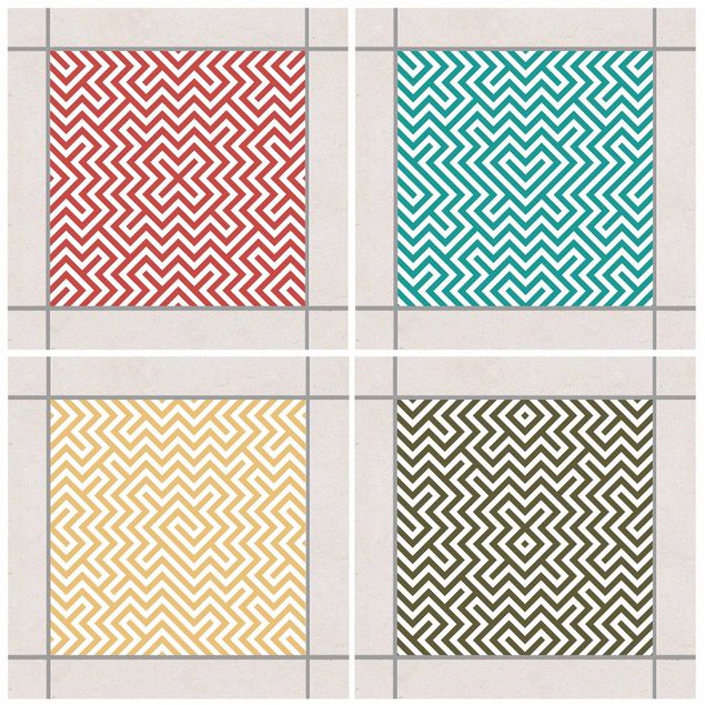 Adesivi per piastrelle con disegni Set di colori con disegno geometrico