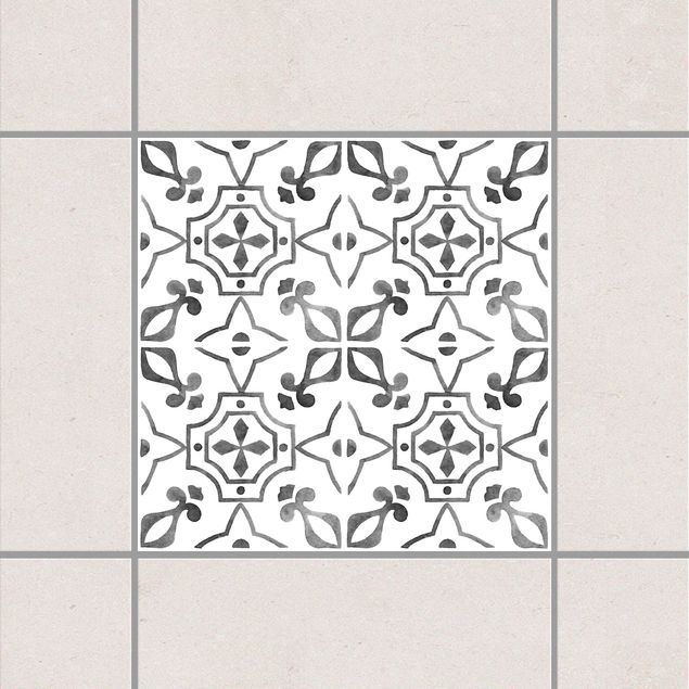 Adesivi per piastrelle con disegni Serie di motivi bianco grigio n. 9