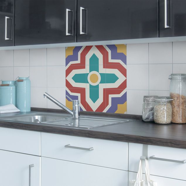 Adesivi mattonelle Set di adesivi per piastrelle - Ornamento a croce di piastrelle marocchine