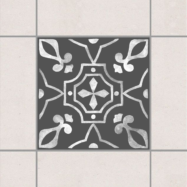 Adesivi per piastrelle con disegni Motivo grigio scuro bianco - Serie n.05