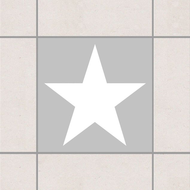 Adesivi per piastrelle con disegni Grandi stelle bianche su grigio