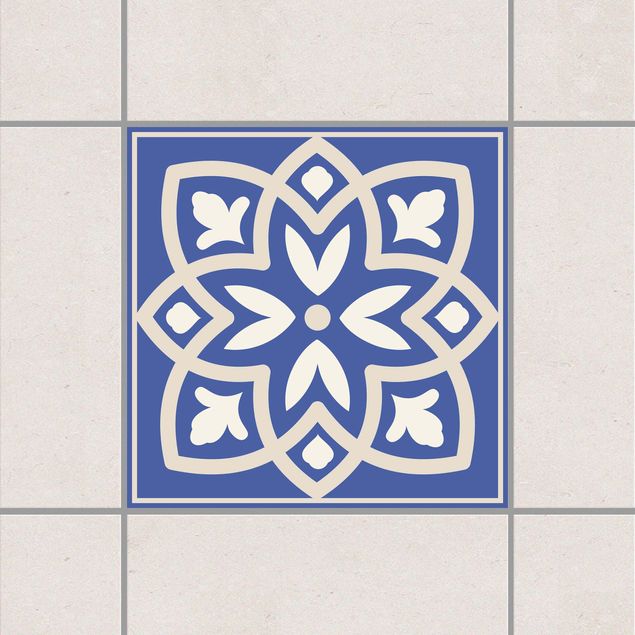 Pellicole per piastrelle con mosaico Piastrella portoghese con fiore blu