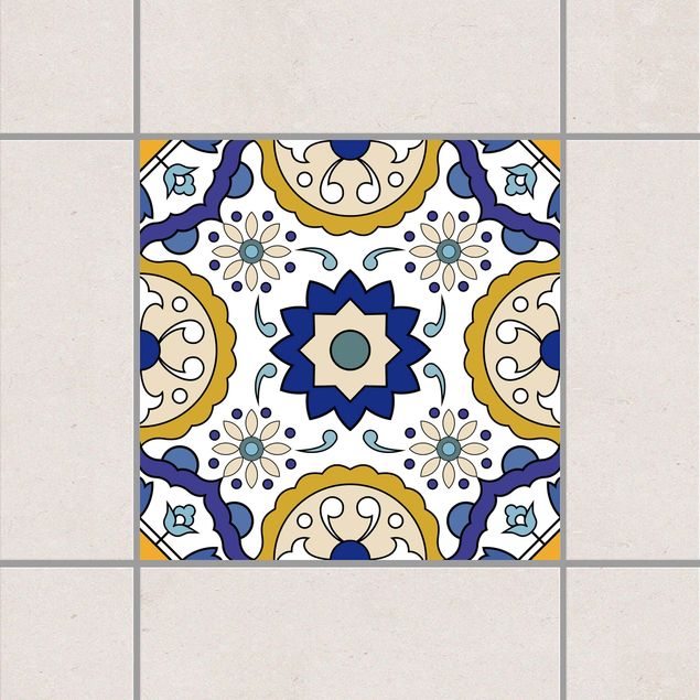 Adesivi per piastrelle con disegni Pannello di piastrelle portoghesi da 4 piastrelle Azulejo