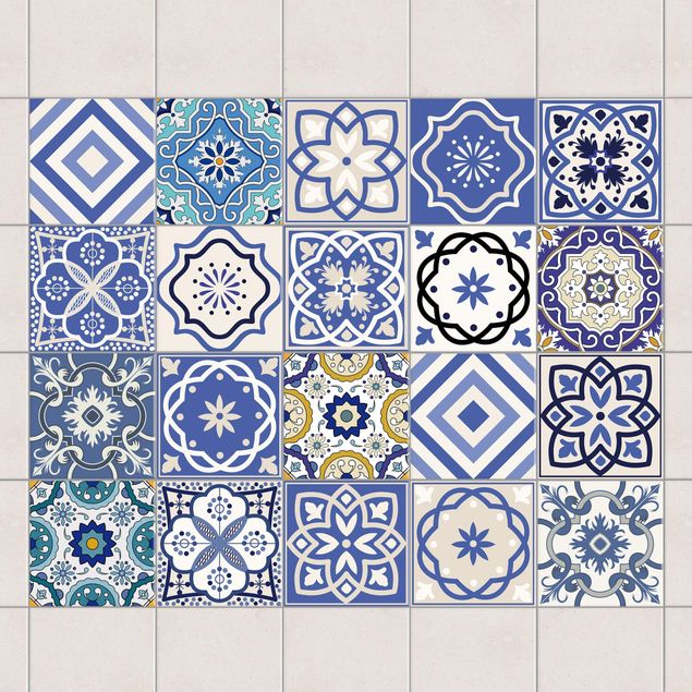Adesivo per piastrelle - Set - 20 Mediterranean tiles 10cm x 10cm