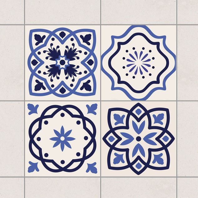 Adesivi per piastrelle con disegni 4 piastrelle portoghesi color crema