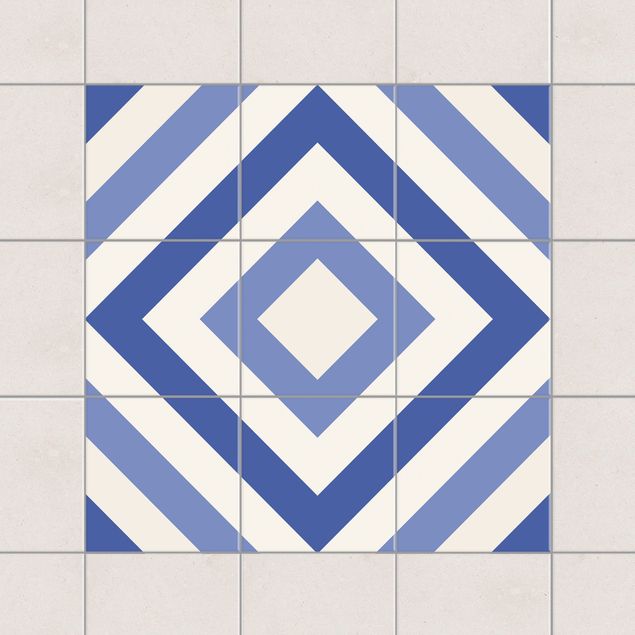 Pellicole per piastrelle stile marocchino Set di adesivi per piastrelle - piastrelle marocchine a quadretti blu bianco
