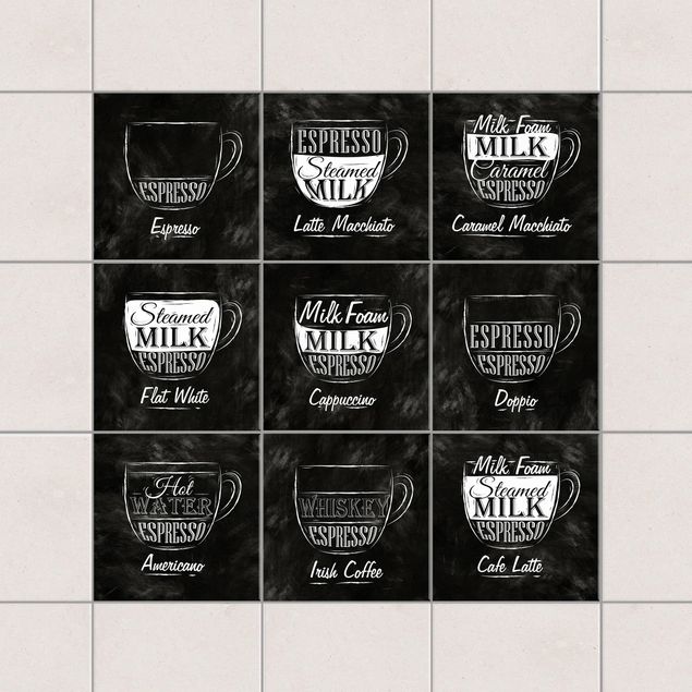 Carta adesiva Lavagna delle varietà di caffè