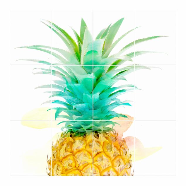 Adesivo per piastrelle - Pineapple Watercolor - Quadrato