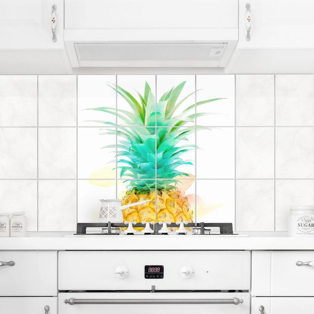 Adesivo per piastrelle - Pineapple Watercolor - Quadrato