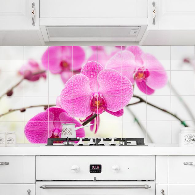 Adesivi per piastrelle fiori Piastrelle murali Primo piano di orchidea