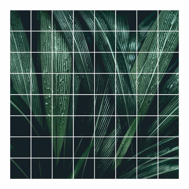 Adesivo per piastrelle - Green Palm Leaves - Quadrato