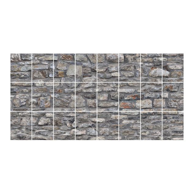 Sticker piastrelle Parati effetto pietra naturale - Vecchio muro di pietra