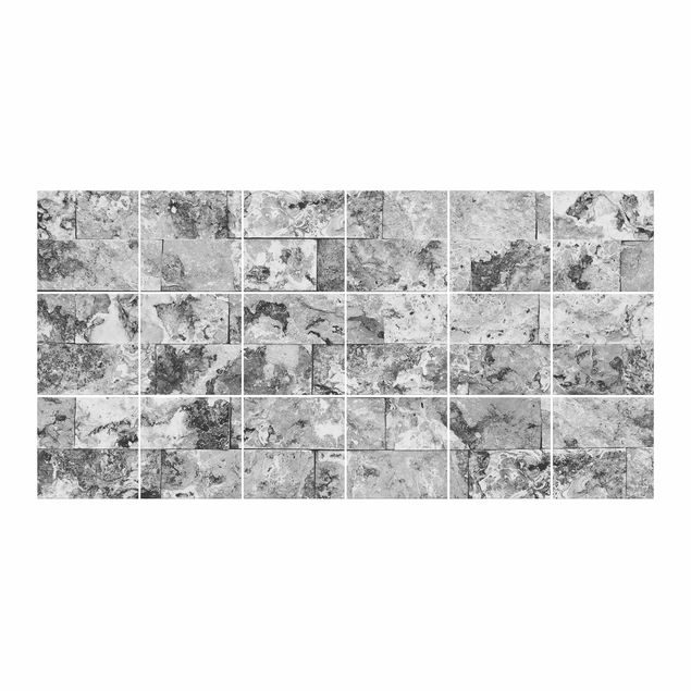 Pellicole per piastrelle con disegni Muro di pietra in marmo naturale grigio