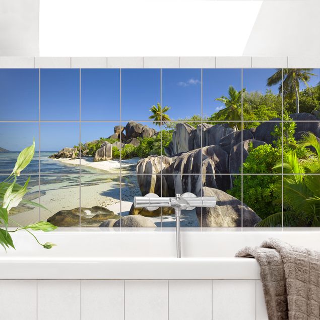 Adesivi per piastrelle con spiaggia Spiaggia da sogno Seychelles