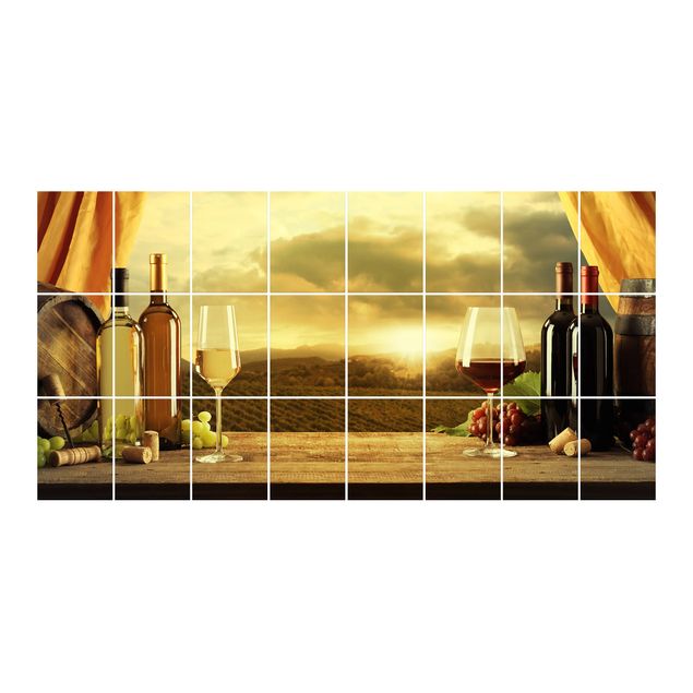 Adesivo per piastrelle - Wine With A View - Orizzontale