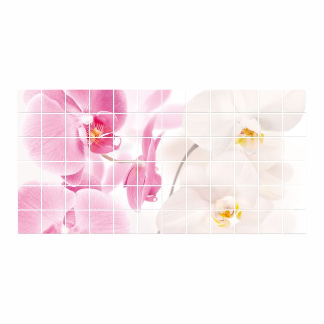 Adesivi per piastrelle Piastrella Murale Orchidee delicate