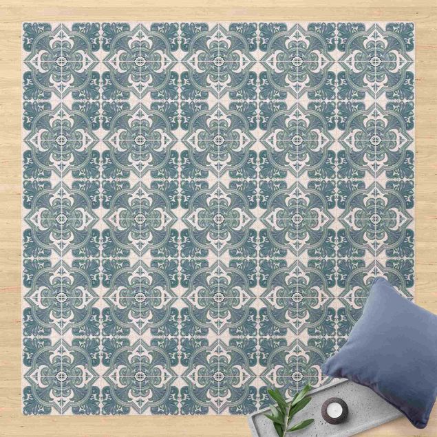 tappeto moderno Disegno di piastrelle Lisbon Pigeon Blue