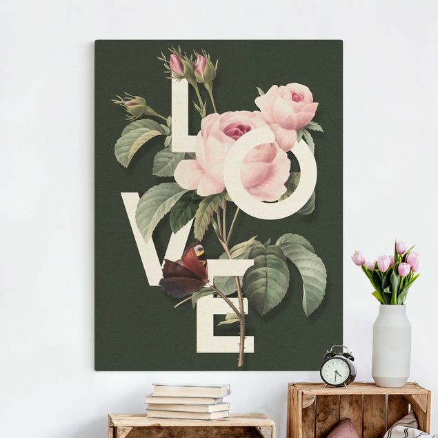 Tela rose Tipografia floreale - Amore