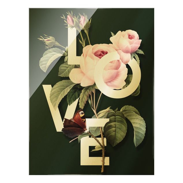 Quadri verdi Tipografia floreale - Amore