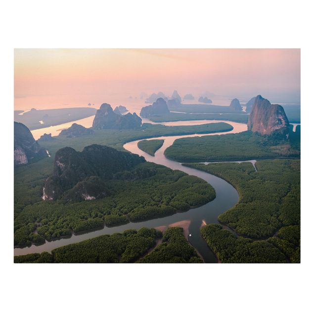 Quadro verde Paesaggio fluviale in Thailandia