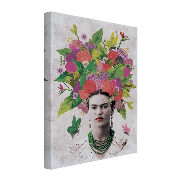 Quadri rossi Frida Kahlo - Ritratto di fiori