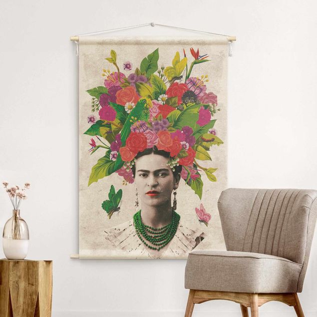 Tappeto da muro Frida Kahlo - Ritratto di fiori