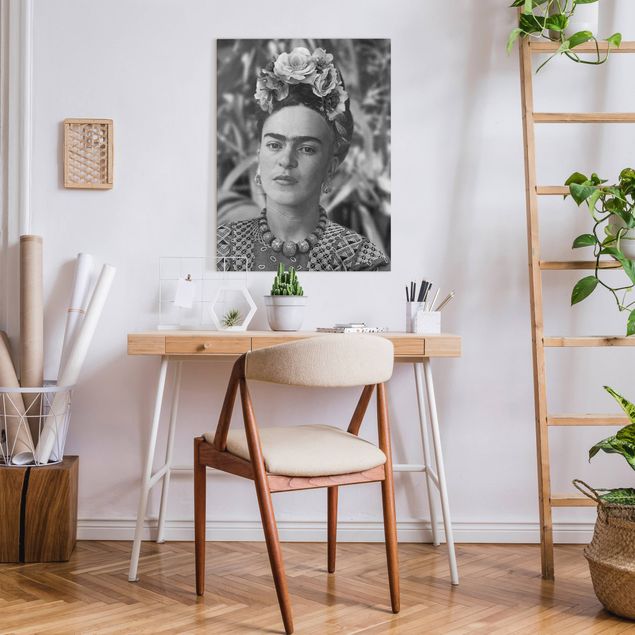 Quadri moderni   Ritratto fotografico di Frida Kahlo con corona di fiori