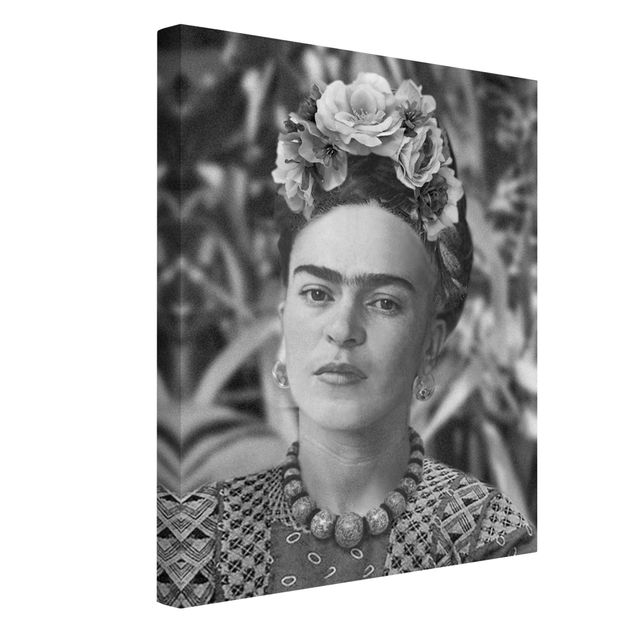 Riproduzione quadri famosi Ritratto fotografico di Frida Kahlo con corona di fiori