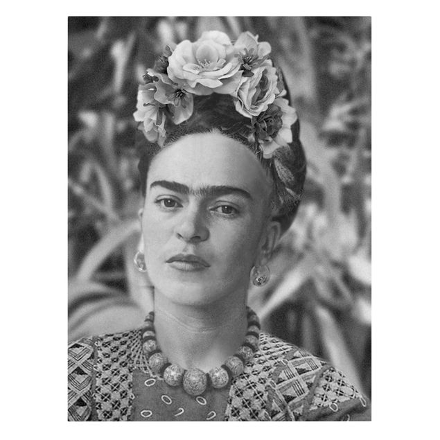 Quadri Frida Kahlo Ritratto fotografico di Frida Kahlo con corona di fiori
