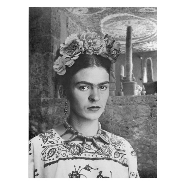 Quadri Frida Kahlo Ritratto fotografico di Frida Kahlo davanti a un cactus