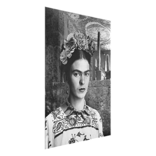 Quadri moderni per arredamento Ritratto fotografico di Frida Kahlo davanti a un cactus