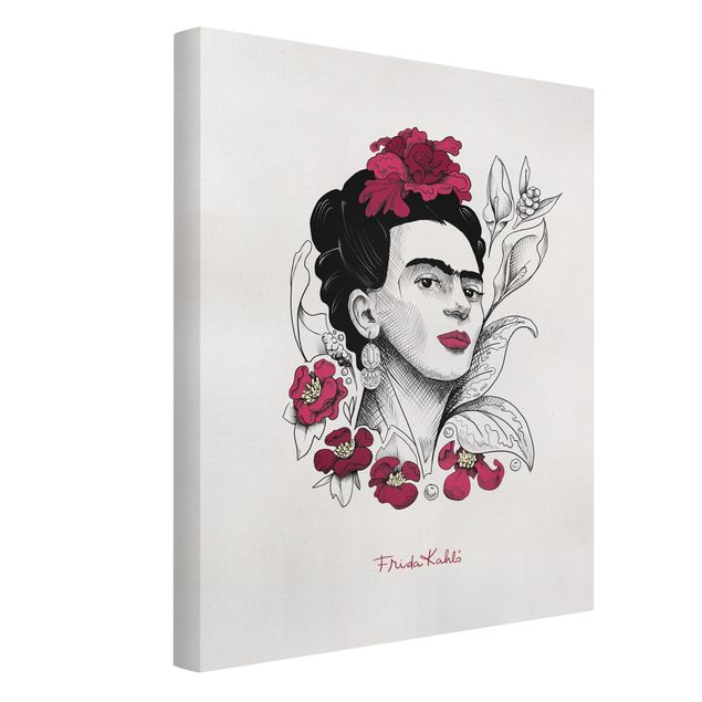 Quadro ritratto Ritratto di Frida Kahlo con fiori