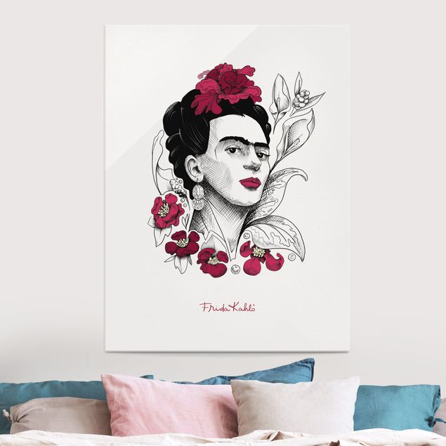 Stampe quadri famosi Ritratto di Frida Kahlo con fiori
