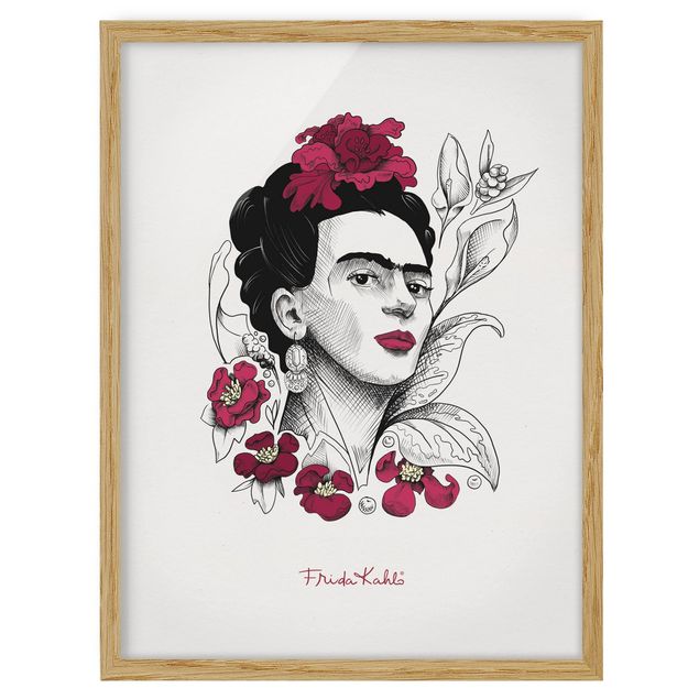 Ritratto quadro Ritratto di Frida Kahlo con fiori