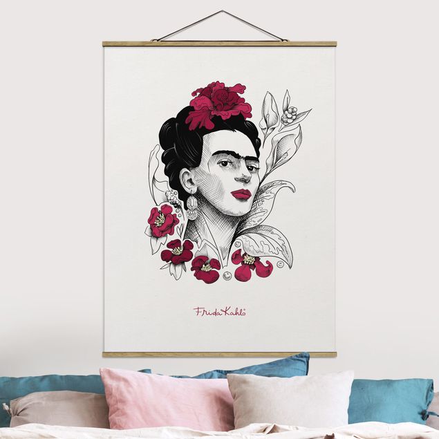 Riproduzioni Ritratto di Frida Kahlo con fiori