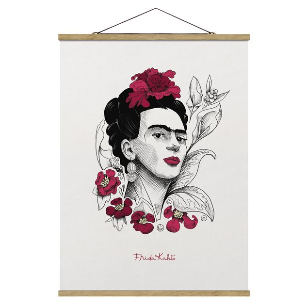 Quadri ritratto Ritratto di Frida Kahlo con fiori