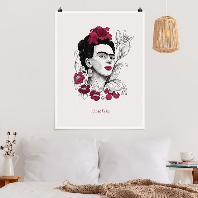 Riproduzioni quadri famosi Ritratto di Frida Kahlo con fiori