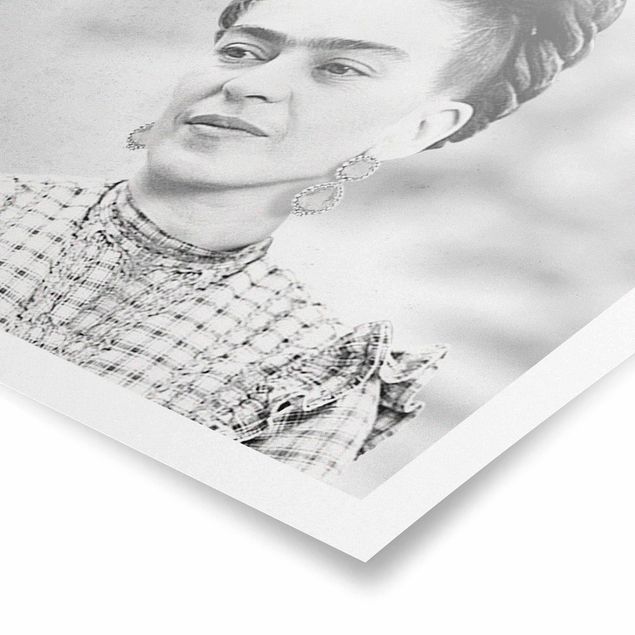 Poster in bianco e nero Ritratto di Frida Kahlo