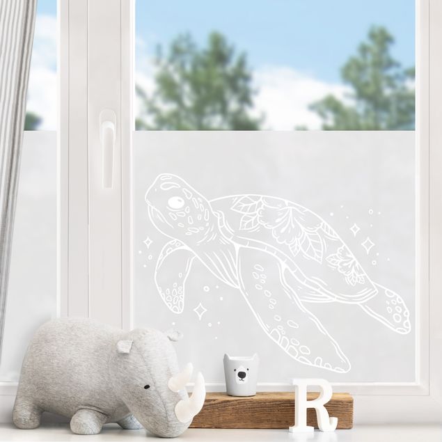 Adesivi per finestre con animali Tartaruga scintillante