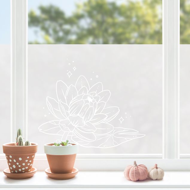 Adesivi floreali per vetri Ninfea scintillante