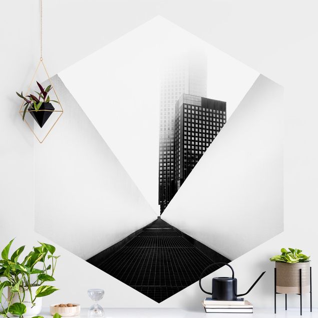 Carta da parati adesiva Studio geometrico di architettura in bianco e nero