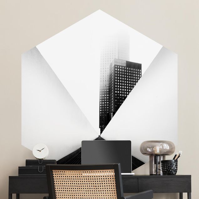 Carte da parati moderne Studio geometrico di architettura in bianco e nero