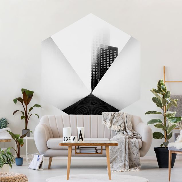Carte da parati città Studio geometrico di architettura in bianco e nero