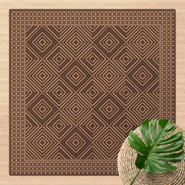 tappeto design moderno Piastrelle geometriche Vortice grigio con cornice a mosaico
